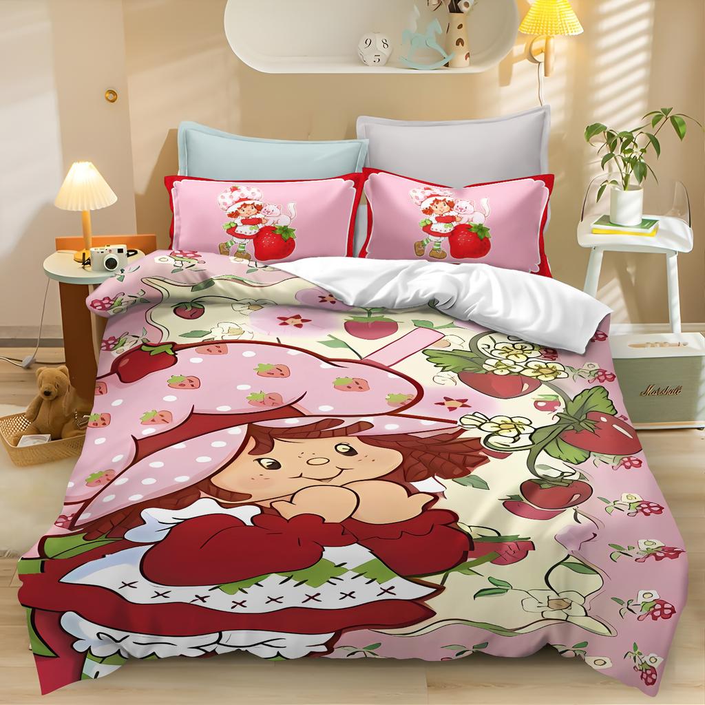 Carton Strawbery Shortcake Young Girls Comfortable Quilt Cover Skin Friendly Breathable Adorable Lovely Printed Beding Children's Bedrom Decoration