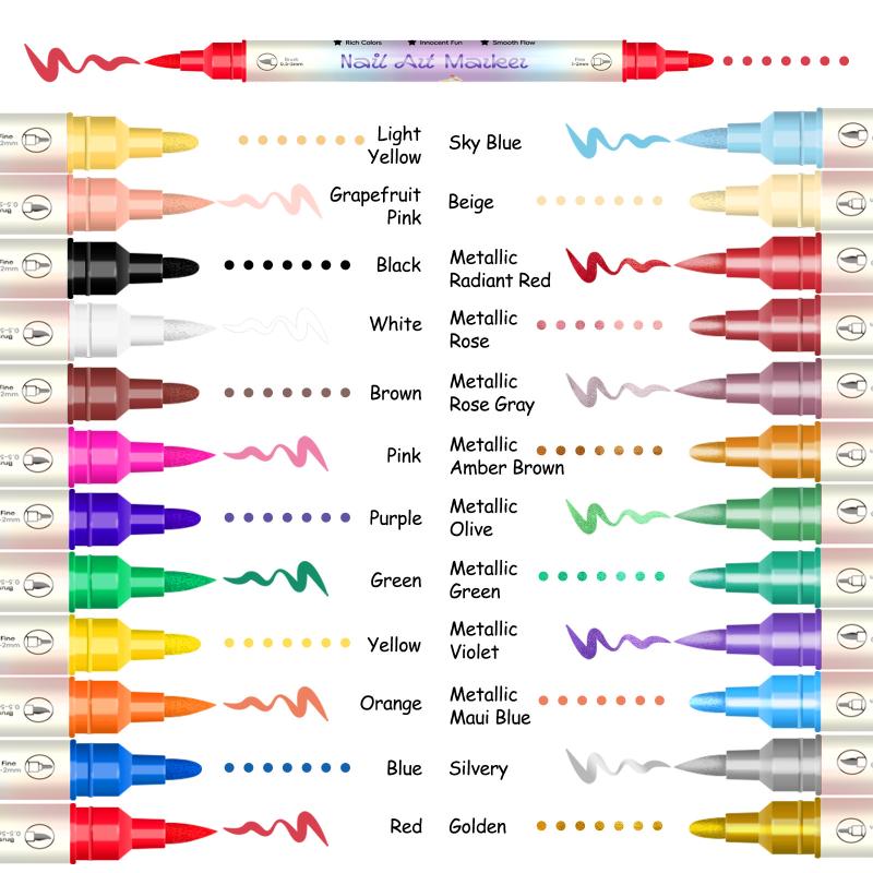 12/24 Color Nail Art Pens 0.5Mm Nail Polish Pens Drawing Painting Point Liner Painted Pen Kit