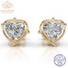 WUIHA 925 Sterling Silver 6.5 * 6.5MM 2 CT Heart Cut D Color Real GRA Moissanite Diamonds Studs Earrings Fine Jewelry Pass Test
