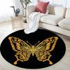 Golden Butterfly Round Area Rug,Carpet Rug for Living Room Bedroom Sofa Playroom Decor,Non-slip Floor Mat