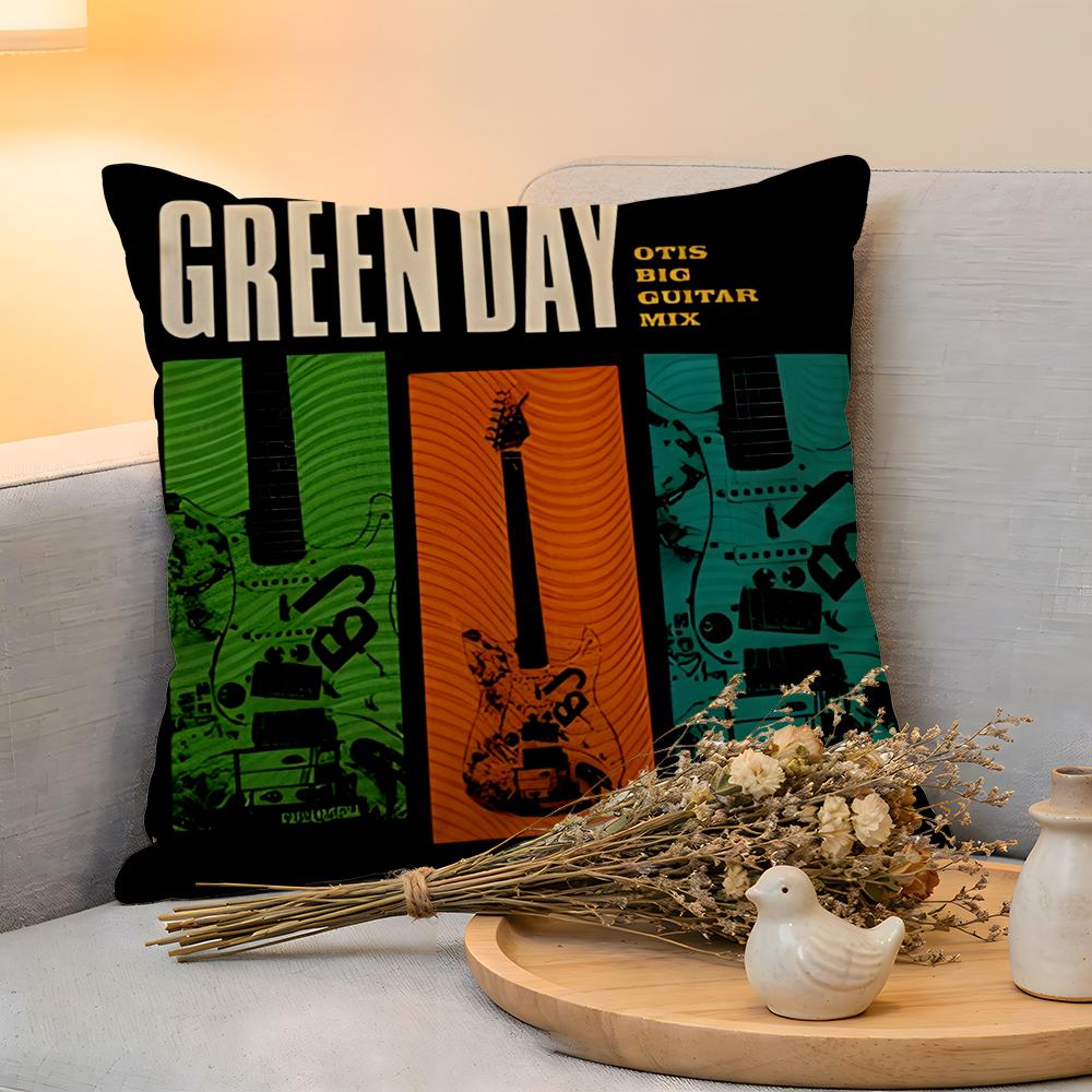 

Cushion Cover Linen SkinFriendly Soft Decorative Case for Sofa Home Decor GGreen DDay Band Album Pillow cover 30x30cm