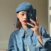 Vintage gewaschener Denim Dockerhut Verstellbarer schirmloser Hut Mütze Einfarbige Beanie-Mützen Unisex Vermieterhut Streetwear Hip Hop Hüte