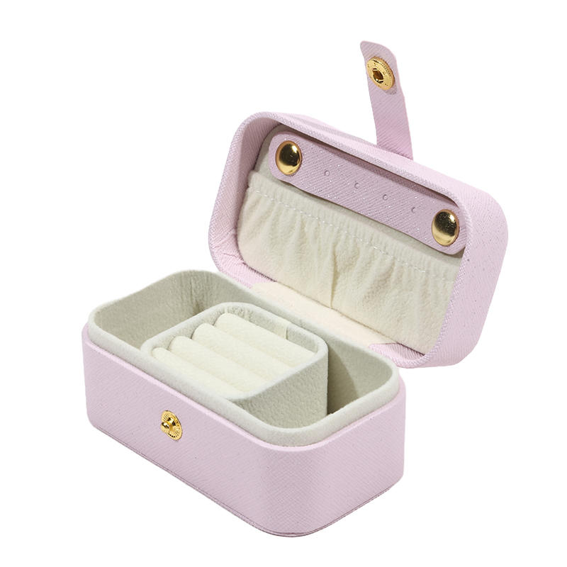 Simple PU Leather Jewelry Storage Box Mini Solid Color Jewelry Display Case Packing Portable Ring Necklace Case Girls