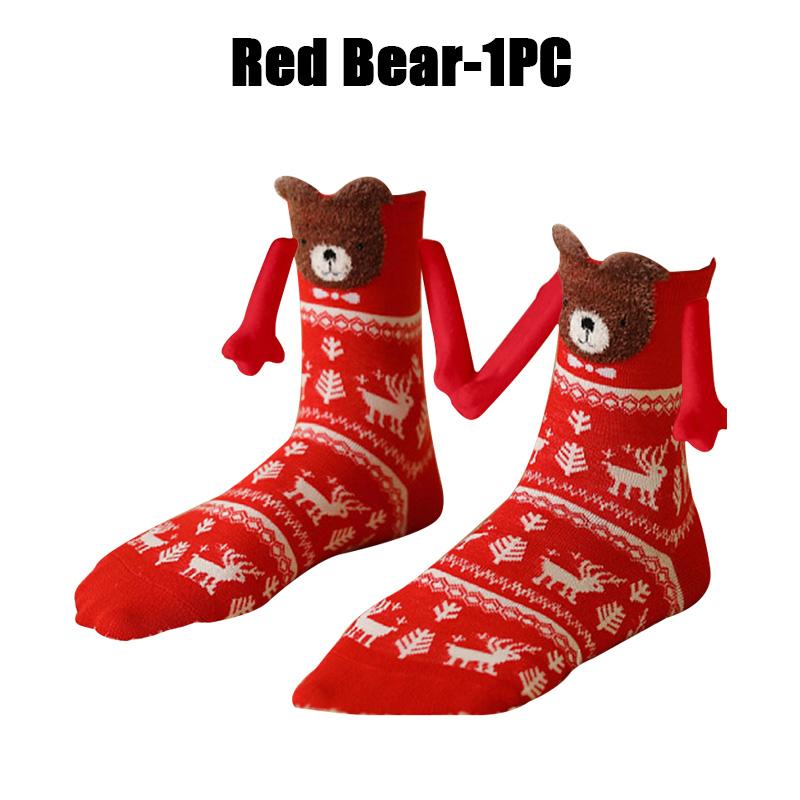 12PCS Christmas Socks Fall and Winter Cotton Magnet Hand-holding Socks Mid-calf Socks Cute Couple Socks Cartoon Christmas Socks