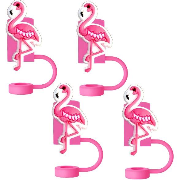 Flamingo Straw Toppers For Stanley Cups;Flamingo Straw Covers Cap Toppers Compatible With Stanley 30&40 Oz Tumbler, Reble & Silicone Tumbler Straws