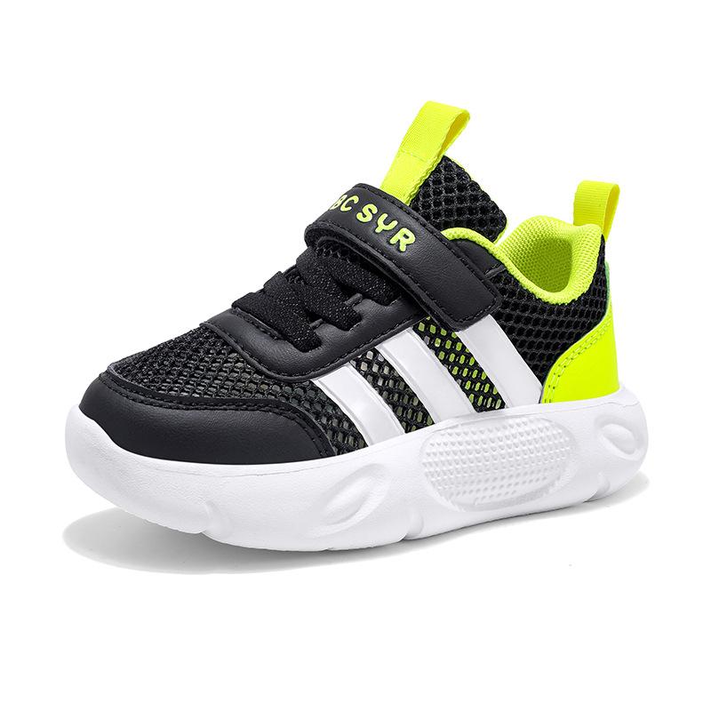 Summer Hollow Single Net Children's Sports Shoes Lightweight Running Shoes Velcro Primary School Children's Casual Shoes