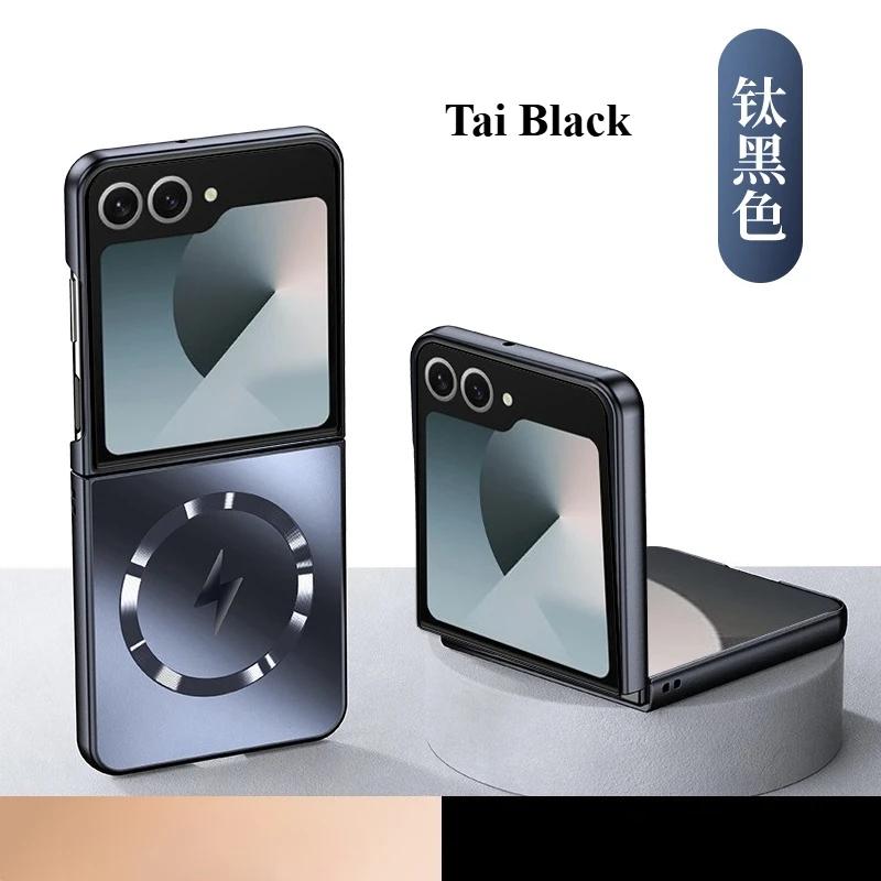 Premium Ultra-Thin Magnetic Protect Phone Case for Samsung Galaxy Z Flip 7 FE 6 5 4 3 Anti-fall Solid Color Plating Back Cover