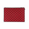 Gucci Red GG Monogram Canvas Leather Trim Wristlet Clutch Pouch For Unisex Daily Use