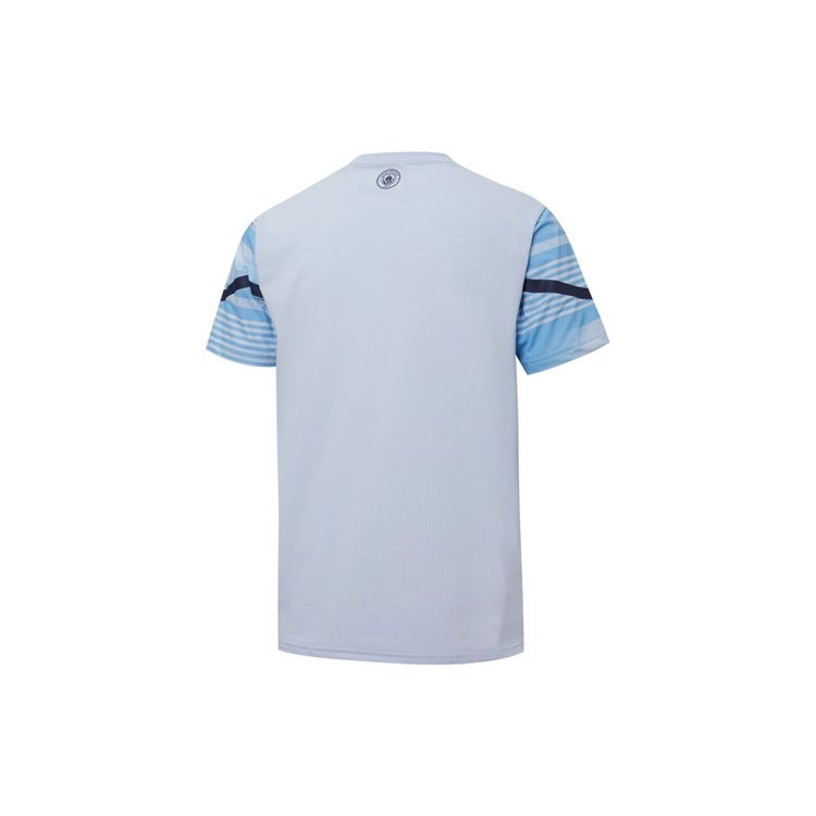 Puma MCFC CNY Rabbit Year Series Pre-Match Striped Short Sleeve T-Shirt Men Tops Light-Blue 765178-01