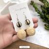 Vintage Mori Grass and Rattan Woven Handmade Earrings Bohemian Vacation Style Stud Earrings Female Ethnic Style Summer Ear Jewelry