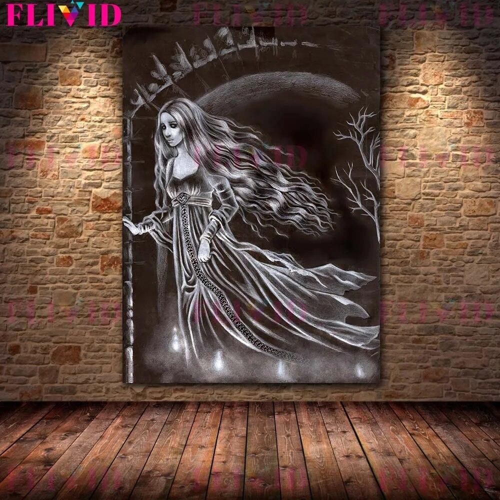 

Дух в снегу и привидение Арт-постер и принты Призрачный страж Винтажное настенное искусство Картина на холсте Домашний декор Черно-белая художественная печать Без рамки 21*30cm