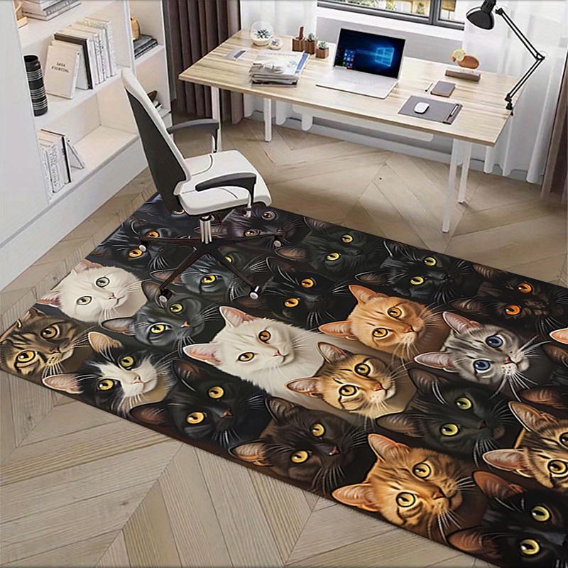 Cute Kitten Theme Chair Mat Office Carpet Oversized Rug for Home Decor, Sofa Carpet, Office Flooring Gift, Suitable for Bedroom, Living Room