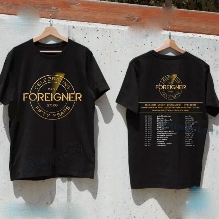 Foreigner Celebrating Fifty Years Tour 2026 T-shirt Unisex T-Shirt S