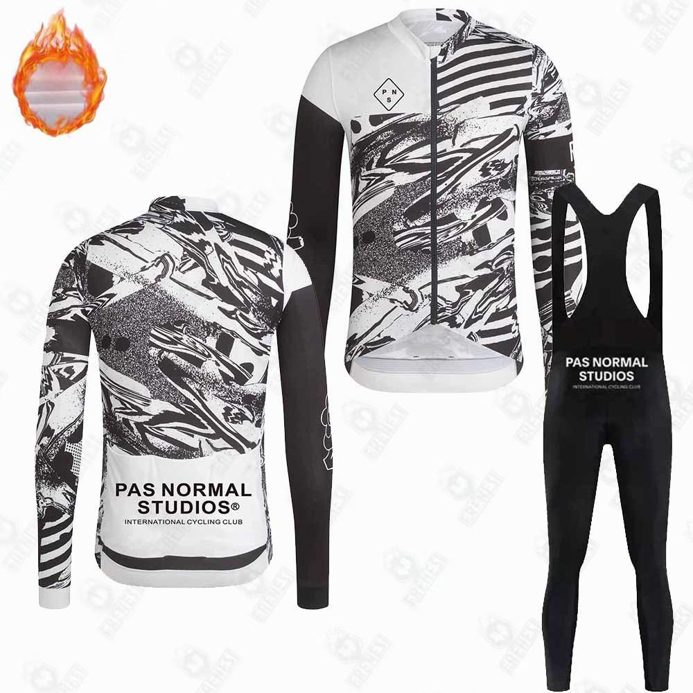 New PNS Fleece Suit Winter Cycling Suit Long Sleeve Strap Pants Road Bike Mountain Bike Outdoor