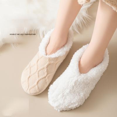 Non-slip Coral Fleece Socks Solid Sleep Sock New Carpet Home Socks  Autumn Winter