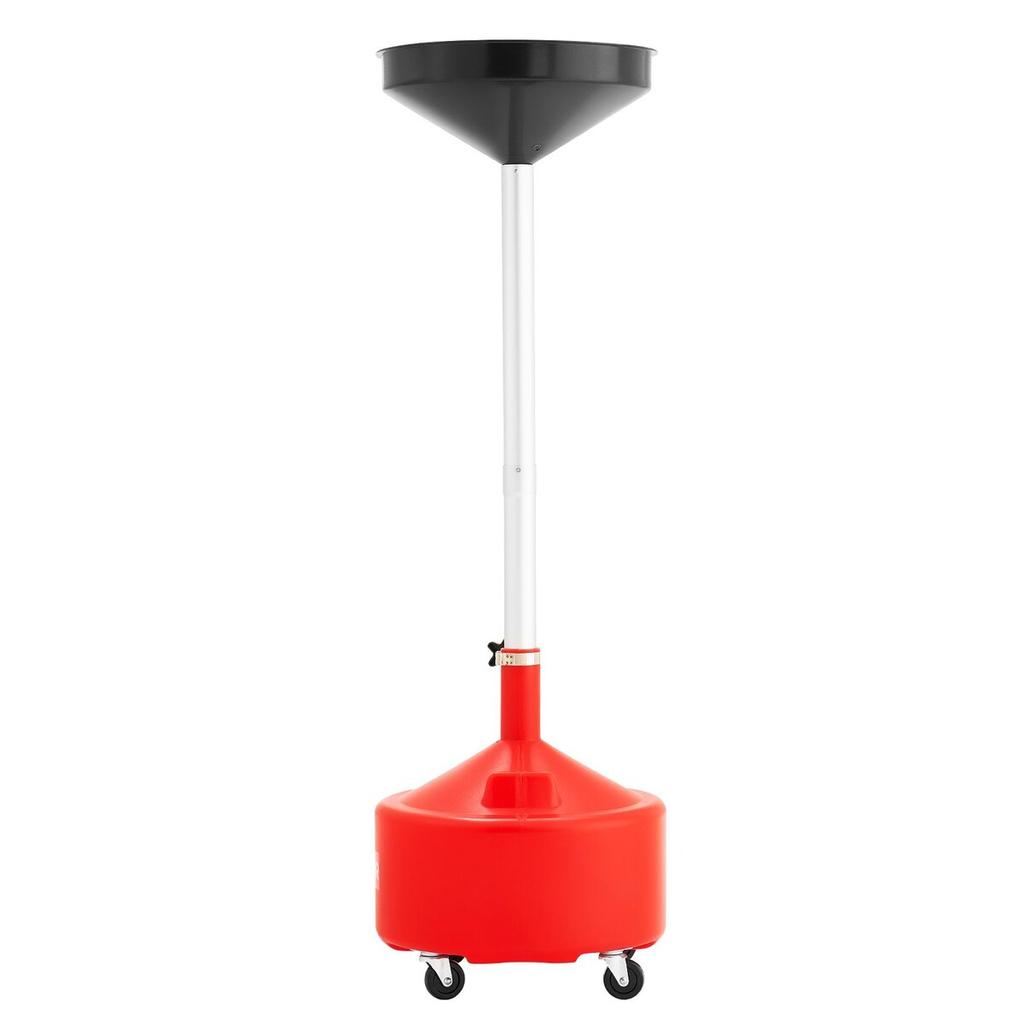 30L Waste Oil Drain Tank, Industrial Fluid Drain Tank with Adjustable Funnel Height, Portable Oil Drainer with Wheels, Fluid Fuel Transfer Drainage