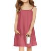 Children's Sleeveless Square Neck Summer A-Line Casual Holiday Suspender Dress