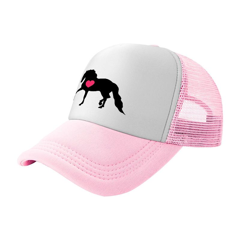 Horse with Heart Logo Mesh Trucker Hat Breathable Adjustable Baseball Cap for Adults and Unisex Fashion Accessory