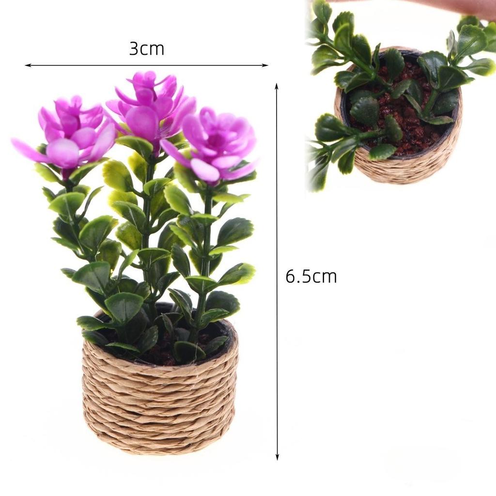 Mini Cute Green Plant Pot Flowervase Simulation Potted Plants Miniature Doll House Furniture Home Decoration