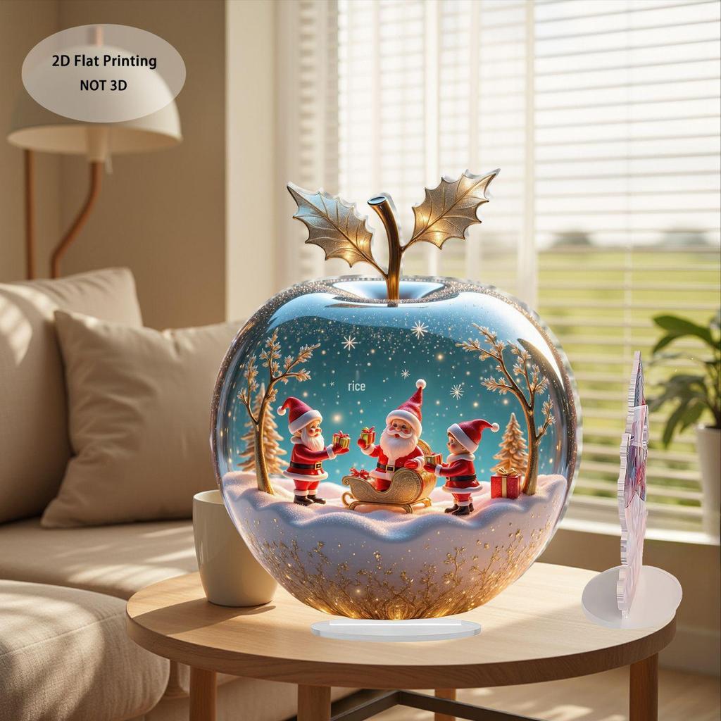 Christmas Apple 2D Acrylic Stand: Festive Desktop Decoration Gift