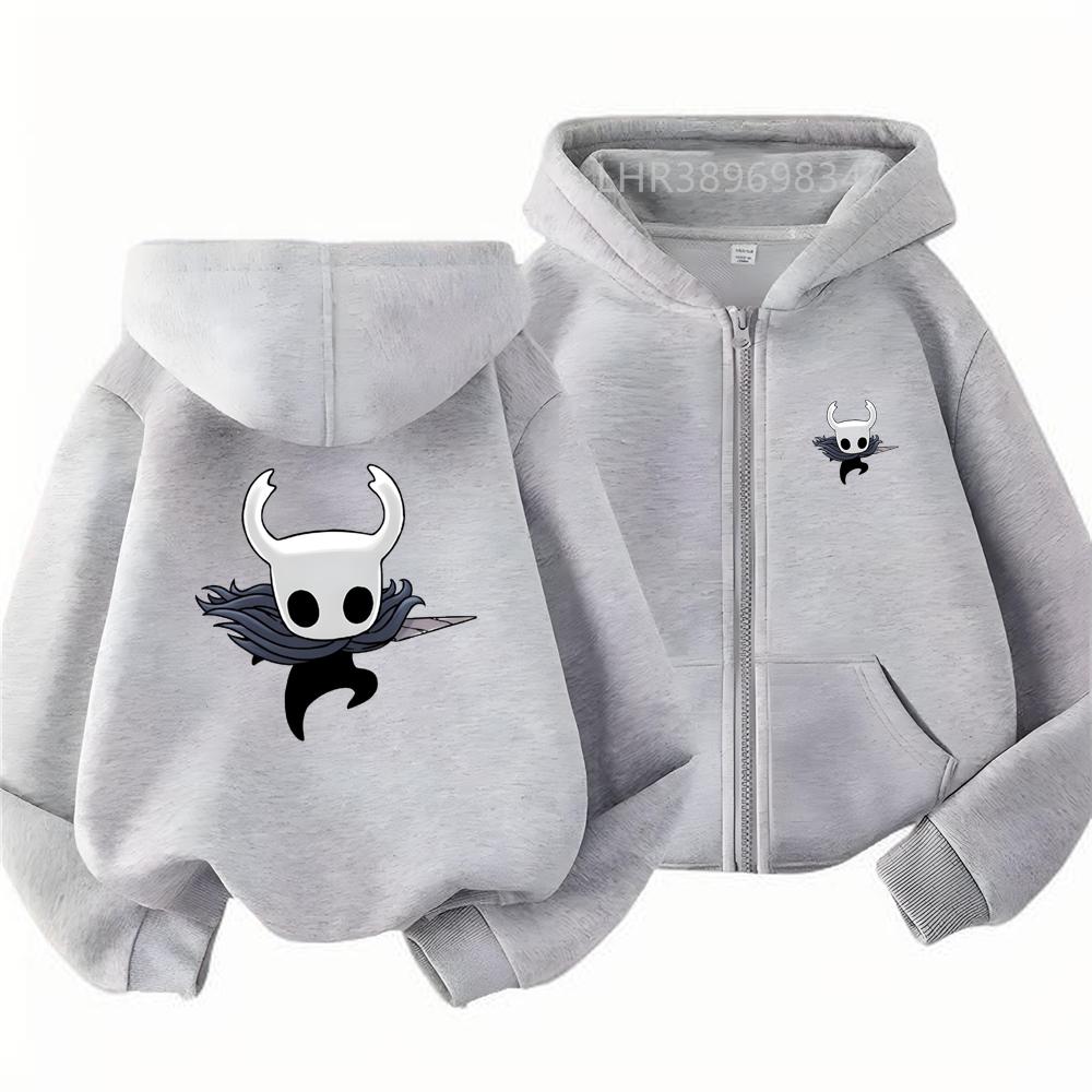 Children Hoodie Zip Up cardigan Game Hollow Knight Kid 3-12 Year Tops Print Pattern Girl Pink Boy Black Coat Autumn Hoodies