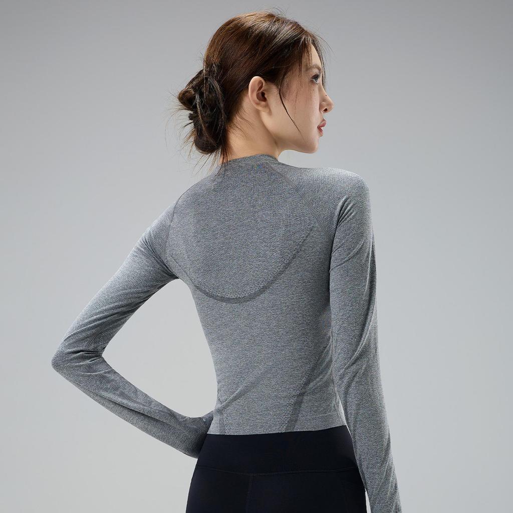 Haut de Pilates Manches Longues Coupe Ajustée pour Femme, Séchage Rapide, Respirant, Haute Élasticité, Idéal pour la Course à Pied et le Fitness