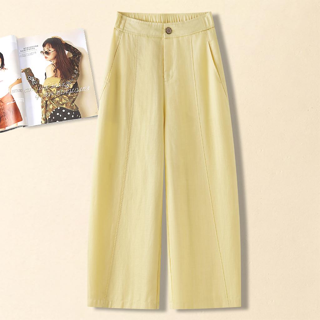 Cotton and Linen Wide-leg Casual Pants Women's 1116 Summer New Loose and Drape Feeling Thin Tencel Linen Straight-leg Pants