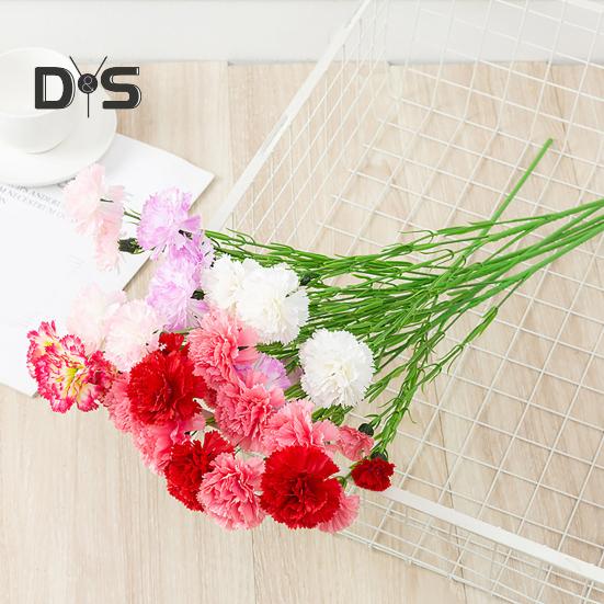 Artificial Flower 1 Branch Realistic Easy Care 5 Forked Beautiful Romantic Wedding Artificial Carnation Party Supplies