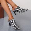 Fashion 2025 New Fashion Luxury Leopard Women Sandals Leather Casual Shoes Hoof Heels  Pointed Toe Ankle Slipper Big Size 42