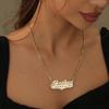 18K Gold Nameplate Necklace Personalized Double Name Plate 3D Name Two Tone Necklace Custom Heart Name Necklace For Women