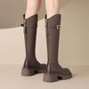 Fashion Autumn Winter Fleece-Lined Leather Round Toe Platform Ladies Knee High Shaft Shoes Fashion 2025 Cosplay Work Women's Long Boots