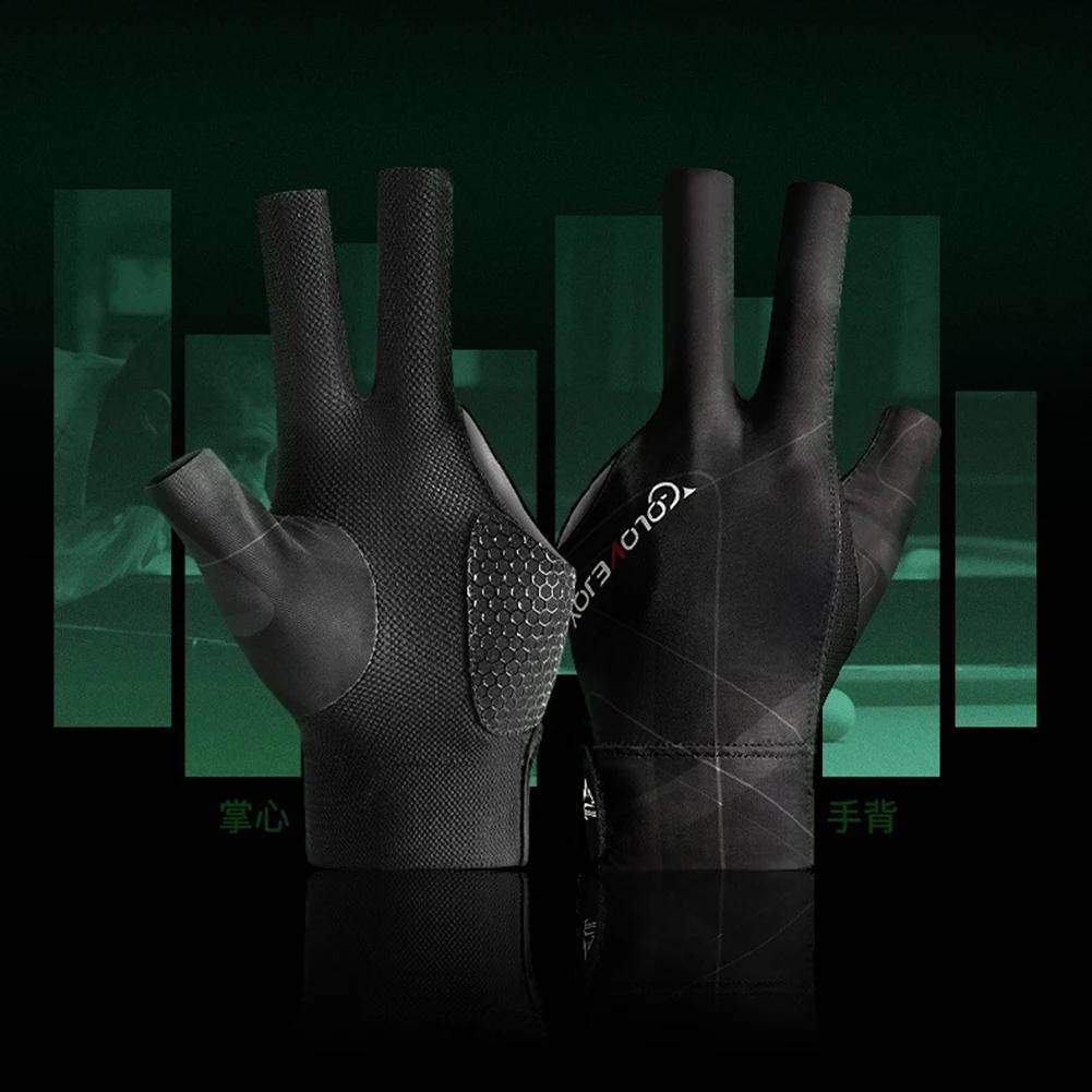 Open Finger Billiard Pool Gloves Adjustable Sticker Polyester Snooker Billiards Gloves Smooth Soft Portable Training Accessories