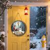 Xmas Hanging Ornaments for Doors Santa Wooden Round Wall Decor, Vintage Christmas Ornaments, Holiday Decor Home Sign Door Window Wall, Farmhouse Gift