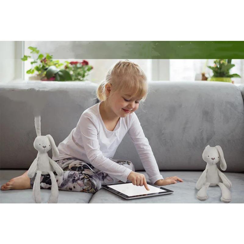 Baby Plush Rabbit Hand Puppet Soft Crib Stroller Infant Sleep Soothing Doll Mobile Pram Kids Hanging Ring Toys for Children Gift