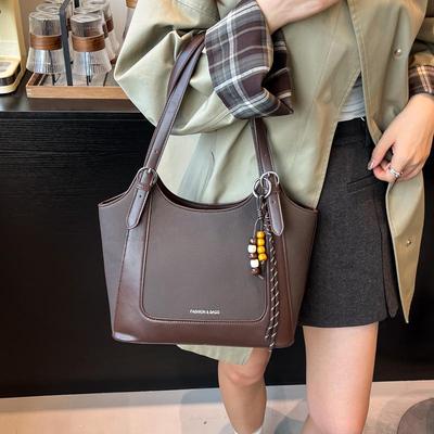 Herbst/Winter Retro Schulter-Eimerbeutel mit großem Fassungsvermögen - Modische Damenhandtasche für den Weg zur Arbeit