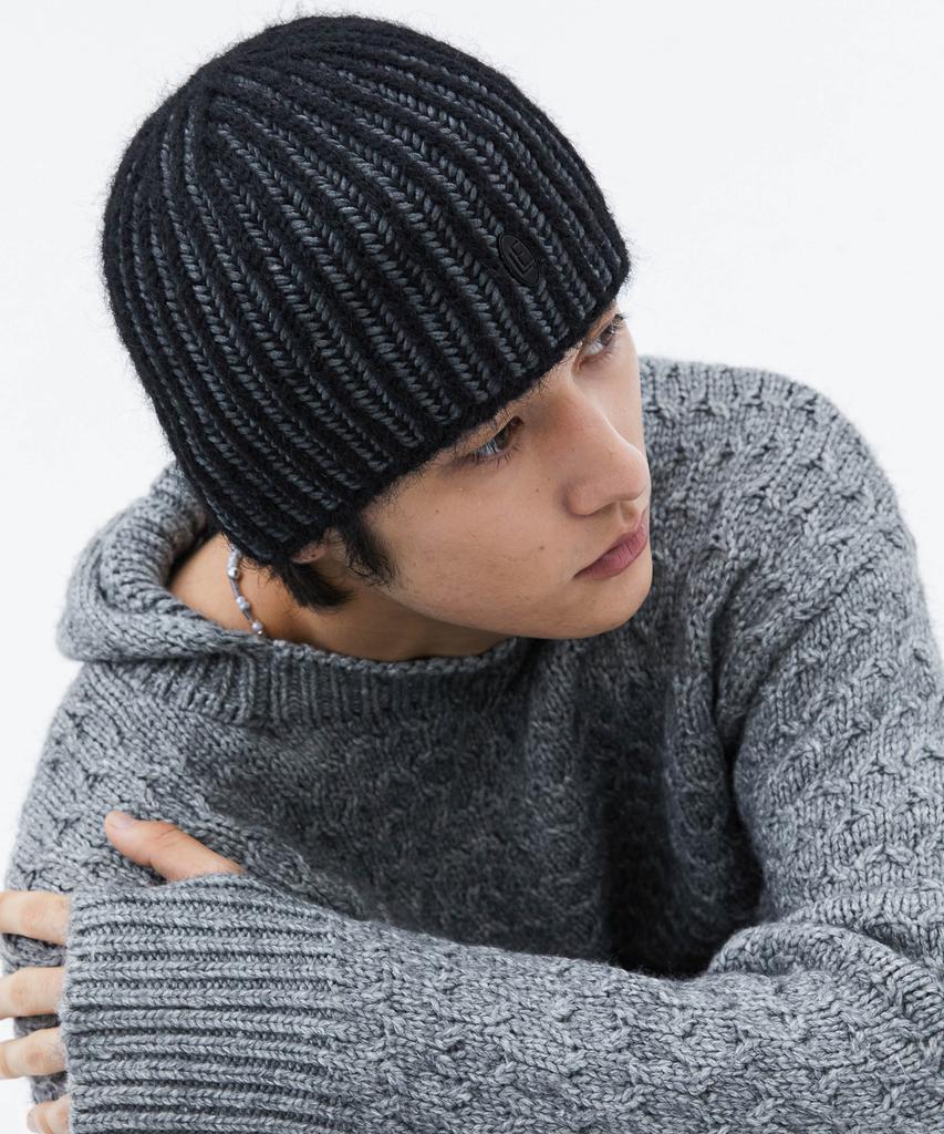 TRIP LE SENS Wool Hair Two-Tone Beanie_Beige