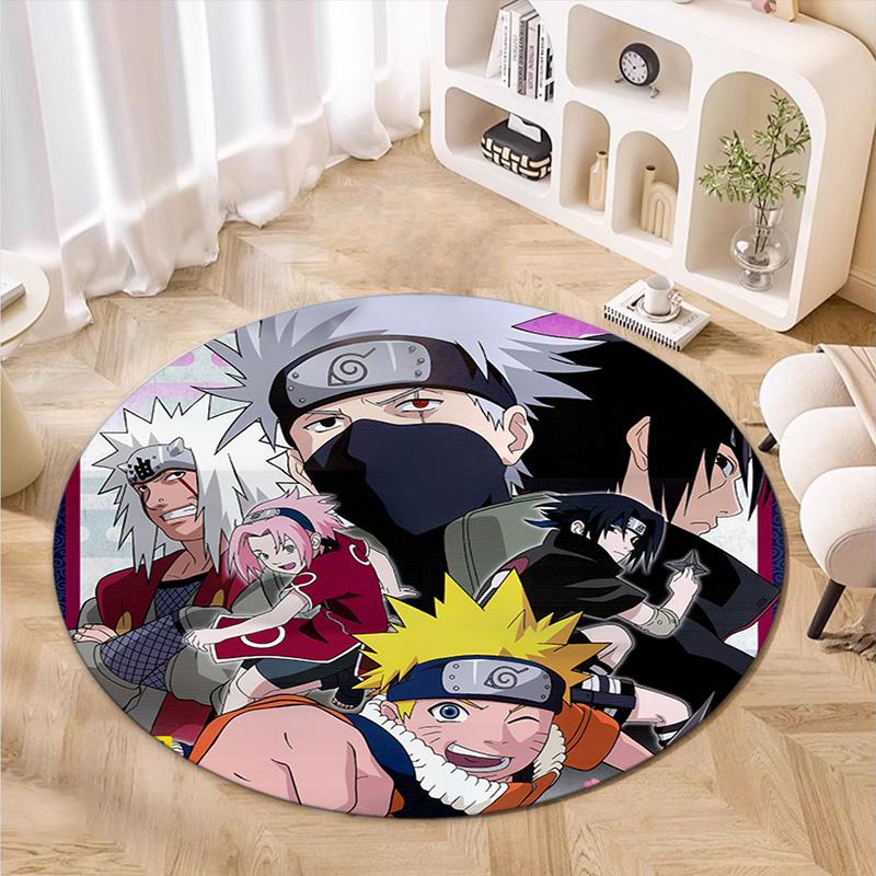 Famous Cartoon NARUTO Protagonist Uzumaki Naruto Round Carpet Soft Home Decoration Anti-slip Door Mat Outdoor Picnic Mat Carpet M7