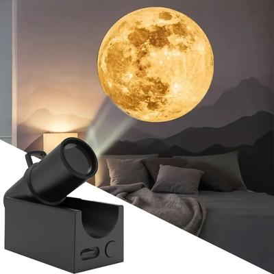 LED Projektor Měsíce Noční Světlo USB Dobíjecí Nastavitelná 3D Atmosférická Lampa do Ložnice Dětského Pokojíčku Dekorace na Stěnu na Večírek