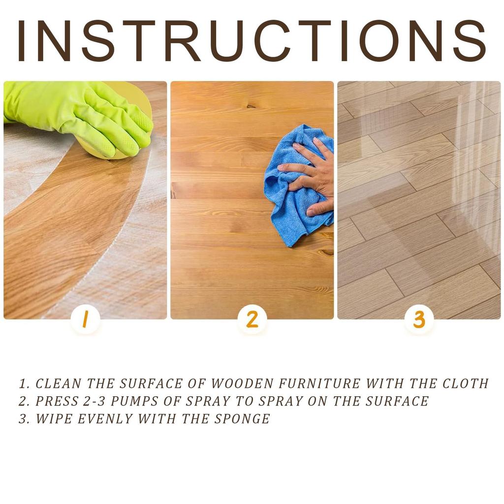 Natural Beeswax Spray Multi-purpose Waterproof Wear Resistant Furniture Polish for Wooden Floors Stain Scratches Repair Cleaning