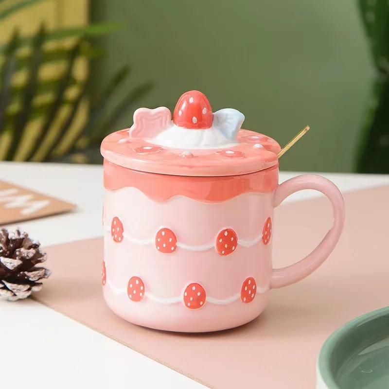 

Креативне полуничне печиво керамічна кружка милі цукерки сіль банка весільний чайний набір подарунок на день народження прикраса для дому аксесуари 301-400ml