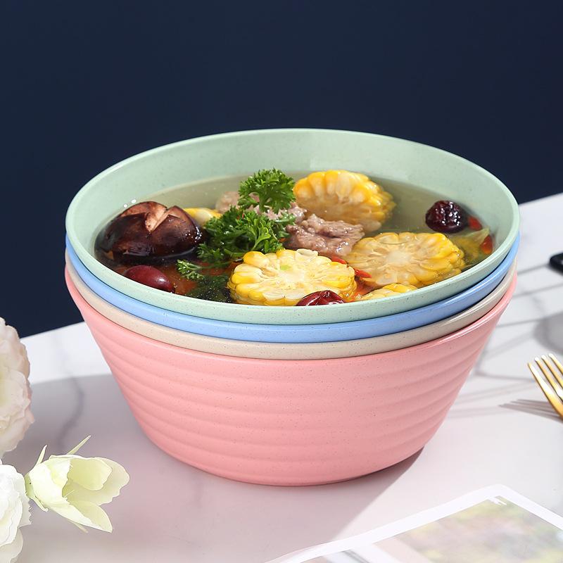 Reusable Wheat Straw Bowls Eco Friendly Lightweight Food Grade Plastic Rice Salad Cereal Soup Bowls Dinnerware
