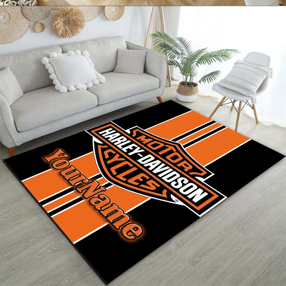Harley-davidson Motorcycles Customize Your Name Floor Rug Office Rug Design for Playrooms Living Rooms Hallway Balcony Antislip Carpet