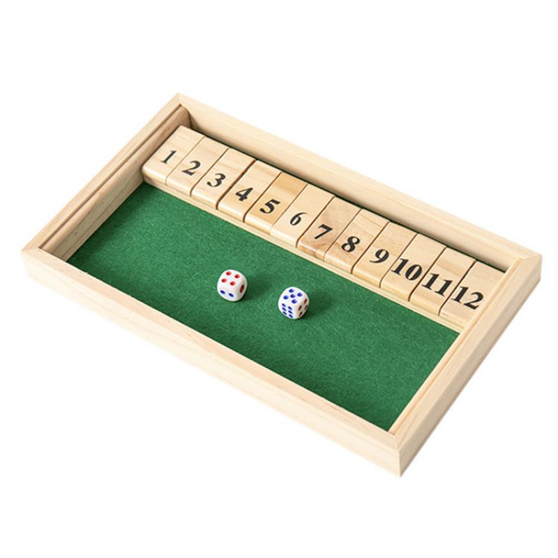 Wooden Shut Box Dice Board Game Classic Tabletop Version With 12 Numbers Pub Style Traditional Family Party Board Game Indoor