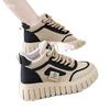 Invisible inner height increase cm CM autumn and winter leather surface thick sole small high top velvet two cotton sneakers