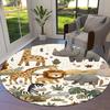 1 Stück Safari-Tiere Rutschfester Runder Teppich, Büro, Familie, Schlafzimmer, Großer Teppich für Innenbereiche, Langlebiges Polyester-L0366