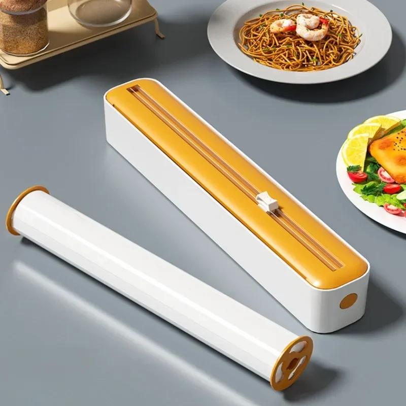 Plastic Wrap Cutter Multifunction Plastic Wrap Tin Foil Paper Storage Box Wall Mounted Refrigerator Storage Rack Kitchen Supply
