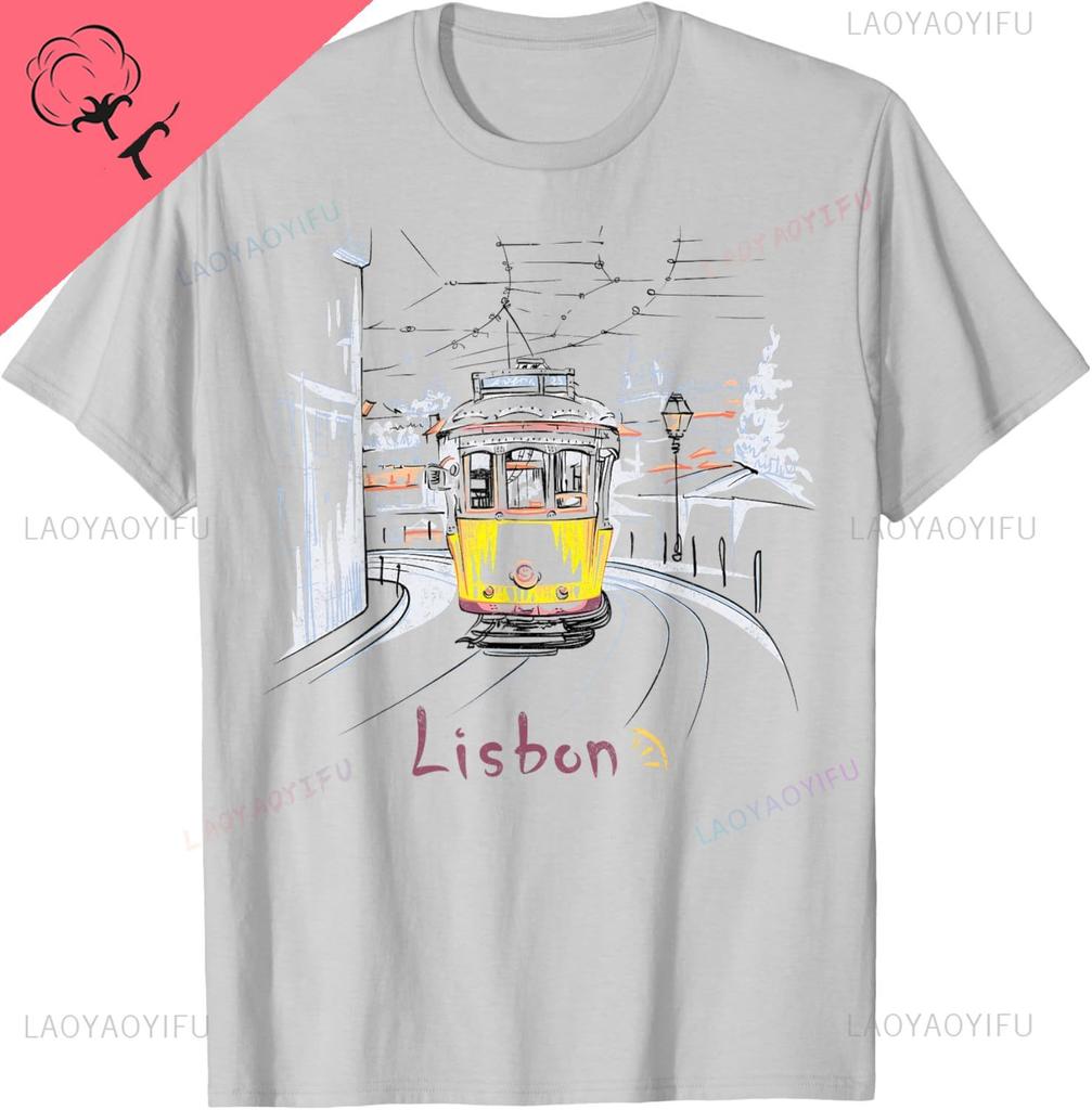 Travel Europe Portugal Lisbon Portuguese Vacation Souvenir TShirt Breathable and Comfortable Cotton Tee Ropa Hombre