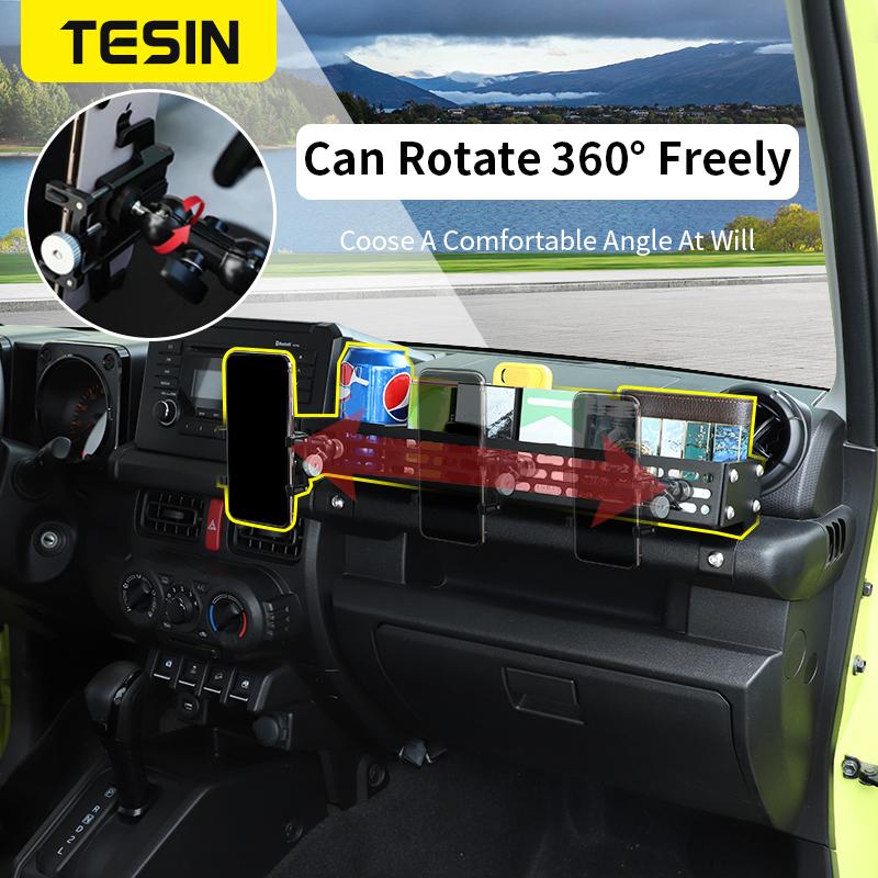Caja de Almacenamiento de Expansión con Soporte para Teléfono Organizador para Manillar de Copiloto TESIN Para Suzuki Jimny 2019 2020 2021 2022 2023 Accesorios