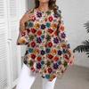 Summer New Flower Print Crewneck T-Shirt, Casual Versatile Top for Women, Popular European & American Style