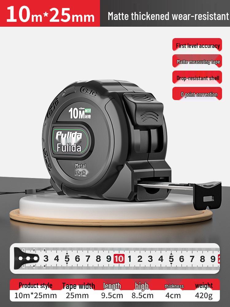 KT 5m Fluorescent Steel Tape Measure - Wear-Resistant, Self-Locking Ruler